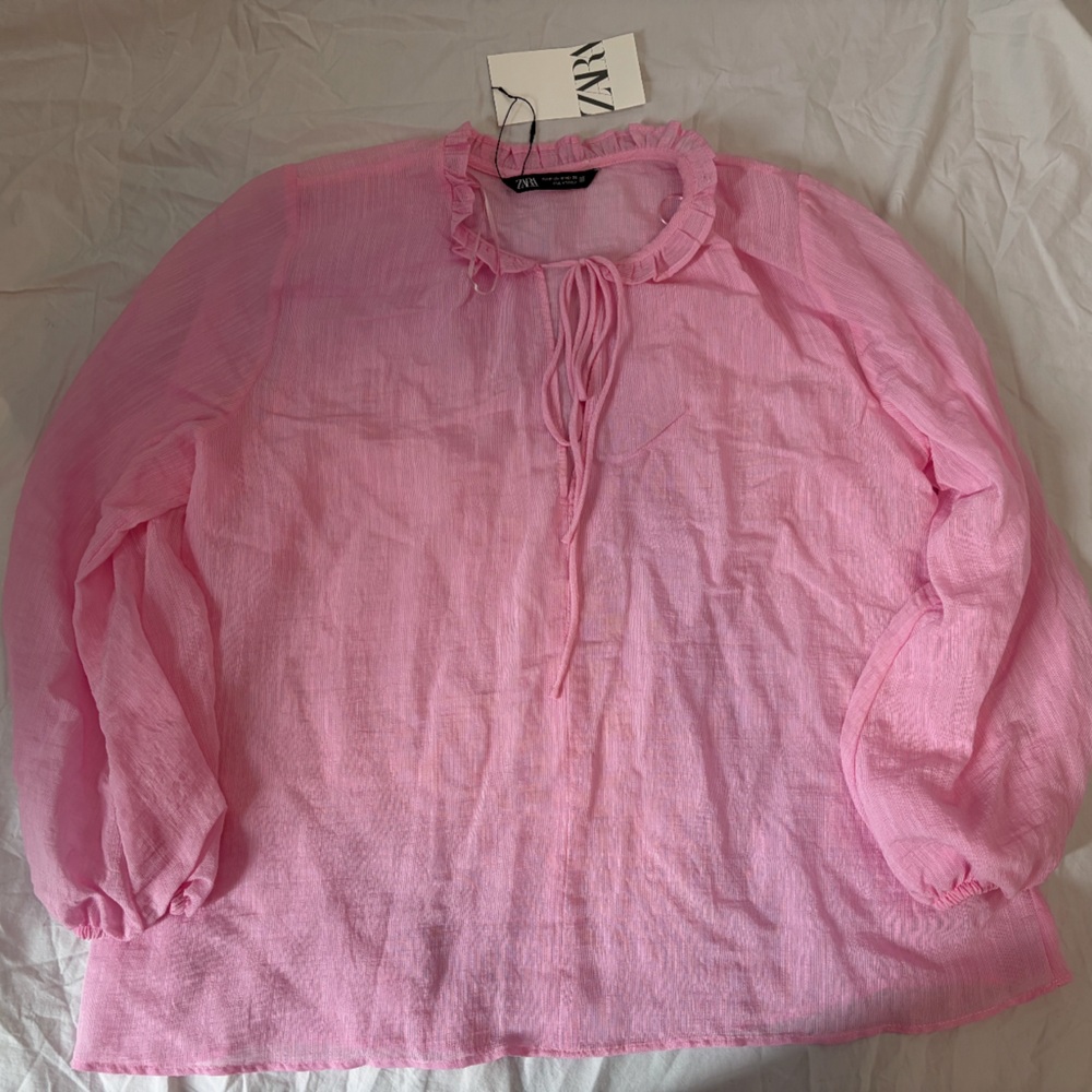 Zara Light Pink Ruffle Top